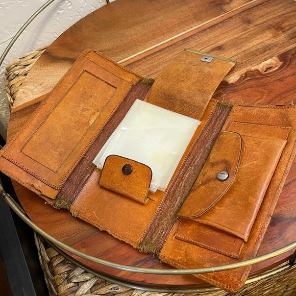 🌻VTG Leather Mayan Calendar Tri Fold Wallet - Picture 7 of 10